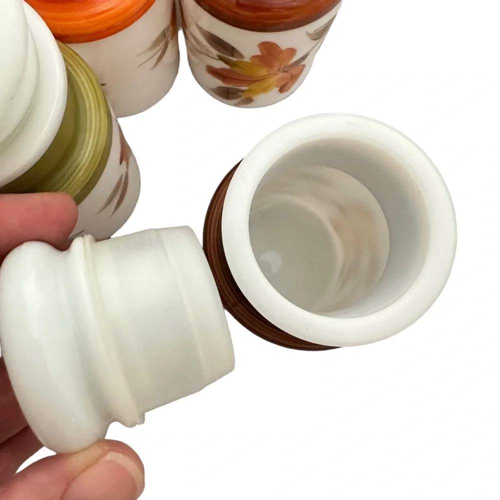 Vintage Milk Glass Spice Jars & Rack - Picture 5 of 8